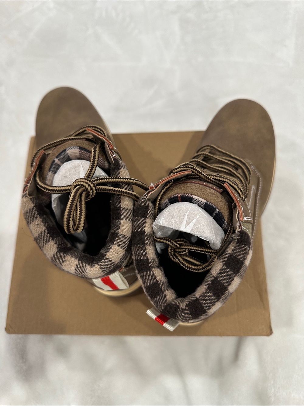 F&F Brown Lace-Up Work or hiking Boot with Plaid Collar - Picture 6 of 12
